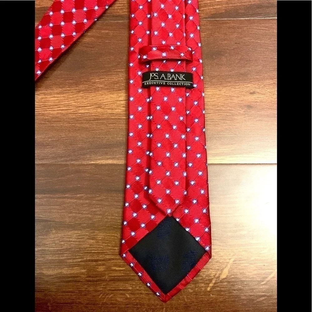 JOS. A. BANK Red 100% Silk Hand Made Necktie